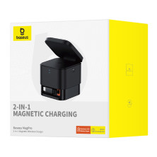 Бездротовий зарядний пристрій Baseus MagPro Series 2-in-1 Magnetic з функцією MagSafe і Qi2 20W та вбудованим кабелем Type-C Чорний