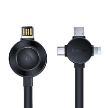 Кабель Baseus Star Ring Series 4-in-1 Wireless Charging Cable USB to Lightning+Type-C+MicroUSB+iWatch 3А 0.18m Чорний