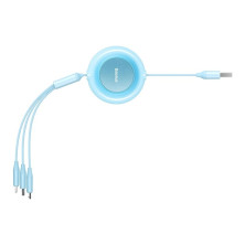 Кабель Baseus Bright Mirror 2 Series Retractable 3-in-1 Fast Charging Data Cable USB to Lightning+Type-C+MicroUSB 3.5А 1.1m Блакитний