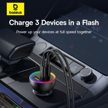 Автомобільний зарядний пристрій Baseus Multi-Port Fast Charge Car Charger 152.5W USB+2Type-C + Кабель Type-C to Type-C 100W 1м Чорний