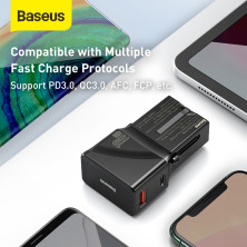 Сетевое зарядное устройство Baseus Universal Conversion PPS QC3.0+PD3.0 18W USB+Type-C 3A Универсальное Черный