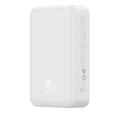 УМБ Baseus Magnetic Mini Wireless Fast Charge 2in1 20000mAh 20W 3A QC3.0+PD3.0 с Беспроводной зарядкой Qi 15W Белый