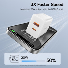 Мережевий зарядний пристрій Baseus Cube Fast Charger QC3.0+PD3.0 20W USB+Type-C 3A Білий