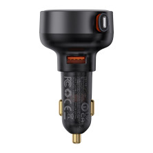 Автомобільний зарядний пристрій Baseus Enjoyment Pro Retractable 55W USB і з вбудованим кабелем Lightning 0.70м Чорний