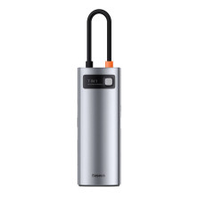 USB-хаб Baseus 7in1 Metal Gleam 7-Port Type-C HUB Adapter Type-C to USB3.0*2, Type-C(PD)*1, Type-C*1, 4KHDMI, TF, SD Серый