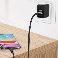 Кабель Baseus Dual Output Cafule 2-in-1 Fast Charging Data Cable USB + Type-C to Lightning 18W 1m Чорний