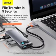 USB-хаб Baseus 5in1 Metal Gleam 5-Port Type-C HUB Adapter Type-C to USB3.0*3, Type-C*1, 4KHDMI Серый