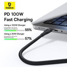 Кабель Baseus Flash Series 3 3-in-1 Fast Charging Data Cable  Type-C to Lightning+Type-C+Type-C 100W 1.5m Чорний
