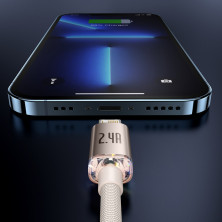 Кабель Baseus Crystal Shine Series USB to Lightning 2.4A 1.2m Рожевий