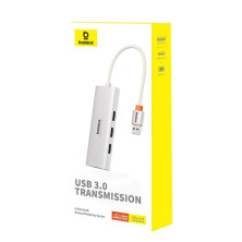 USB-хаб Baseus 4in1 PortalJoy 4-Port Type-A HUB Adapter Type-A to USB3.0*3, RJ45 Сірий
