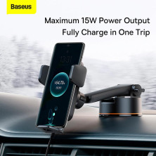 Бездротовий автомобільний зарядний пристрій Baseus Wisdom Auto Alignment Car Mount Wireless Charger Suction Base з технологією Qi 15W Чорний