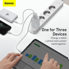 Сетевое зарядное устройство Baseus Quick GaN2 Pro QC4.0+PD3.0 65W USB+2Type-C 5A + кабель Baseus Type-C to Type-C 100W 20V/5A 1м Белый