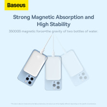 УМБ Baseus Magnetic Mini Wireless Fast Charge 2in1 10000mAh 20W 2.4A QC3.0+PD3.0 с Беспроводной зарядкой Qi 15W Белый
