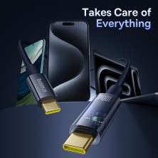 Кабель Baseus Explorer Series Auto Power-Off Fast Charging Data Cable Type-C to Type-C 100W 20V 5A 1m Синий