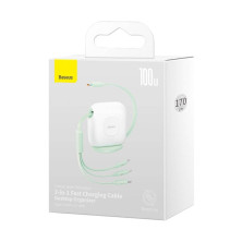 Кабель Baseus Traction Series Retractable 3-in-1 Fast Charging Data Cable Type-C to Lightning+Type-C+MicroUSB 100W 1.7m Зелений