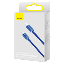 Кабель Baseus Crystal Shine Series Fast Charging Data Cable Type-C to Type-C 100W 20V 5A 2m Синій
