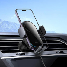 Бездротовий автомобільний зарядний пристрій Baseus LightChaser Wireless Charging Electric Car Mount з технологією Qi 15W Чорний