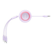Кабель Baseus Bright Mirror 2 Series Retractable 3-in-1 Fast Charging Data Cable USB to Lightning+Type-C+MicroUSB 3.5А 1.1m Фіолетовий