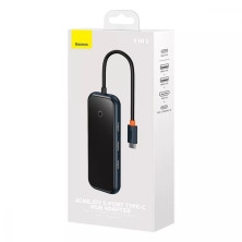 USB-хаб Baseus 5in1 AcmeJoy 5-Port Type-C HUB Adapter Type-C to USB3.0*2, USB2.0*1, Type-C*1, 4KHDMI, Сірий