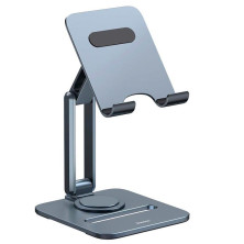 Підставка для телефона і планшета настільна Baseus Desktop Biaxial Foldable Metal Stand for Tablets обертання 360° Сірий
