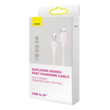 Кабель Baseus Explorer Series with Smart Temperature Control Fast Charging Data Cable USB to Lightning 2.4A 1m Рожевий