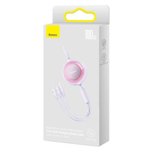 Кабель Baseus Bright Mirror 2 Series Retractable 3-in-1 Fast Charging Data Cable Type-C to Lightning+Type-C+MicroUSB 100W 1.1m Фиолетовый