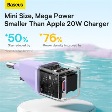 Мережевий зарядний пристрій Baseus GaN5 Fast Charger 1C PD3.0 20W Type-C 3A Фіолетовий