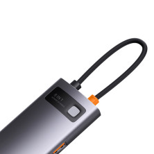 USB-хаб Baseus 8in1 StarJoy 8-Port Type-C HUB Adapter Type-C to USB3.1*3, Type-C(PD)*1, 4KHDMI, RJ45,TF, SD Сірий