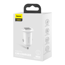 Автомобільний зарядний пристрій Baseus Grain Pro Car Charge 2USB 4.8A Білий