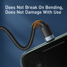 Кабель Baseus Dual Output Cafule 2-in-1 Fast Charging Data Cable USB + Type-C to Lightning 18W 1m Чорний