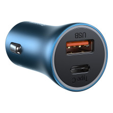 Автомобильное зарядное устройство Baseus Golden Contactor Pro Dual Quick Charger Car Charger 40W USB+Type-C + Кабель Type-C to Lightning 1м Голубой