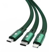 Кабель Baseus Bright Mirror Retractable 3-in-1 Fast Charging Data Cable USB to Lightning+Type-C+MicroUSB 3.5А 1.2m Зеленый