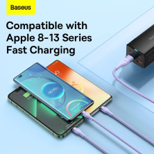 Кабель Baseus Flash Series 2 3-in-2 Fast Charging Data Cable  USB+Type-C to Lightning+Type-C+MicroUSB 100W 1.2m Фіолетовий