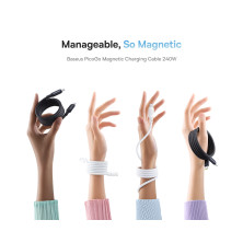 Кабель Baseus PicoGo Magnetic Liquid Silicone Series Fast Charging Data Cable Type-C to Type-C 240W 1m Белый