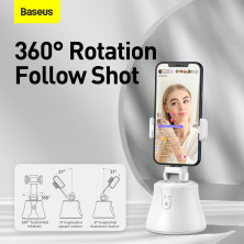 Смарт держатель для смартфона одноосевой стабилизатор Baseus 360°AI Following Shot Tripod Head Белый