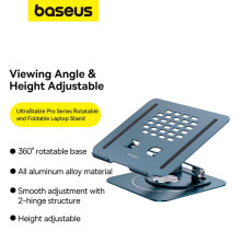 Підставка для ноутбука Baseus UltraStable Pro Series Rotatable and Foldable Laptop Stand на 2 шарнірах обертання 360° Сірий