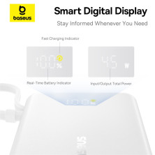УМБ Baseus PicoGo Digital Display 10000mAh 45W 3A з технологією QC3.0+PD3.0 і Type-C кабелем 45W Білий