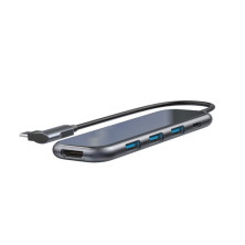 USB-хаб Baseus 5in1 Multi-functional 5-Port Type-C HUB Adapter Type-C to USB3.0*3, Type-C(PD)*1, 4KHDMI Серый