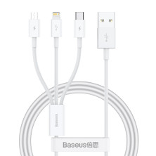 Кабель Baseus Superior Series 3-in-1 Fast Charging Data Cable USB to Lightning+Type-C+MicroUSB 3.5А 1m Білий