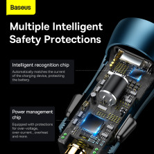 Автомобільний зарядний пристрій Baseus Golden Contactor Max Dual Fast Charger Car Charger 60W USB+Type-C Блакитний