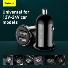Автомобільний зарядний пристрій Baseus Grain Pro Car Charge 2USB 4.8A Чорний
