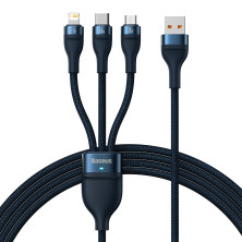 Кабель Baseus Flash Series 2 3-in-1 Fast Charging Data Cable USB to Lightning+Type-C+MicroUSB 66W 1.2m Синій