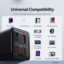 Сетевое зарядное устройство Baseus GaN6 Pro 65W 2USB+2Type-C + кабель Baseus Type-C to Type-C 100W 20V/5A 1м Черный