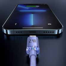Кабель Baseus Crystal Shine Series USB to Lightning 2.4A 1.2m Фиолетовый