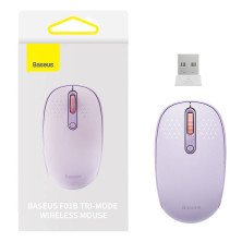 Беспроводная мышка Baseus F01B Tri-Mode Wireless Mouse 2.4G/BT1+BT2 800-1200-1600dpi Фиолетовый