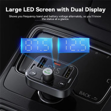 FM-трансмиттер Baseus S-09 Pro T-Typed FM Launcher MP3 Car Charger 2USB+Type-C 3.4A Черный