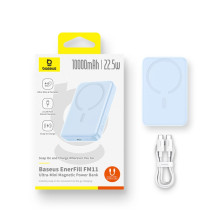 УМБ Baseus EnerFill FM11 Ultra-Mini Magnetic 2in1 10000mAh 22.5W 3A QC3.0+PD3.0 с Беспроводной зарядкой Qi 15W Голубой