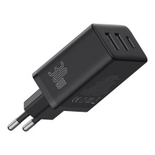 Мережевий зарядний пристрій Baseus Cube Fast Charger QC3.0+PD3.0 30W 2USB+Type-C 3A Чорний