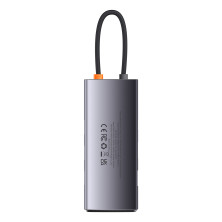 USB-хаб Baseus 7in1 Metal Gleam -Port Type-C HUB Adapter Type-C to USB3.0*3, Type-C(PD)*1, 4KHDMI, VGA, RJ45 Сірий