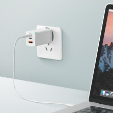 Сетевое зарядное устройство Baseus Quick GaN2 Pro QC4.0+PD3.0 65W USB+2Type-C 5A + кабель Baseus Type-C to Type-C 100W 20V/5A 1м Белый